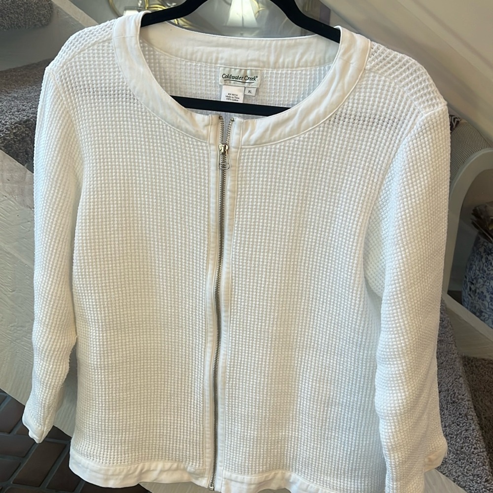 Cold water Creek cotton zip cardi XL